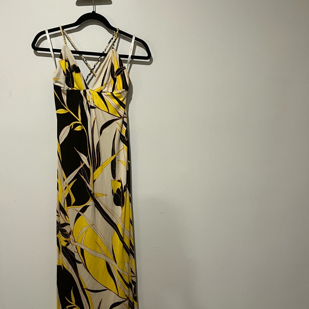 Yellow and Black Floral Maxi Dress